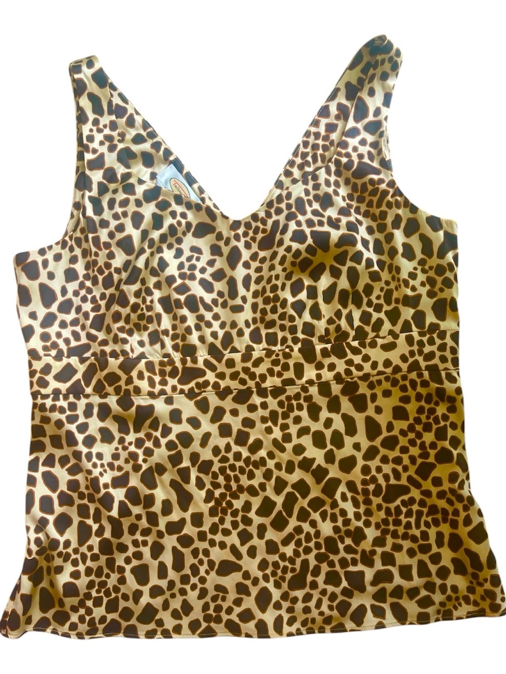 Talbots Silk Camisole Top Brown Cream Cheetah Leopard Animal Print Lightweight